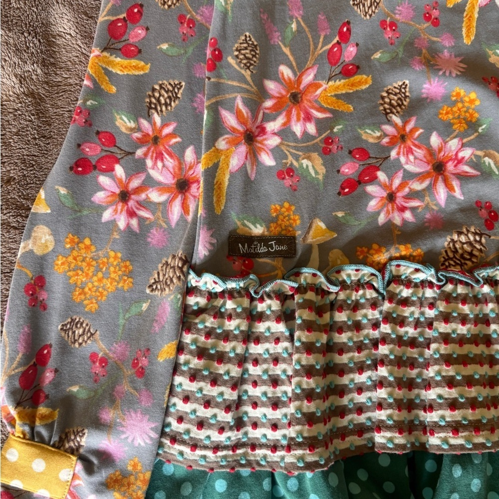 Matilda Jane Girls Floral Ruffle Button Front Top Mixed Print Size 8 NWT - Picture 3 of 4